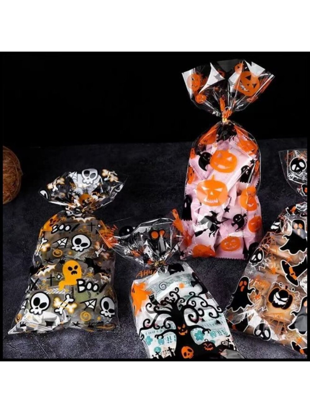 200pc Halloween Treat Bags OPP Goodie Bags w Twists Candy Cookie Party